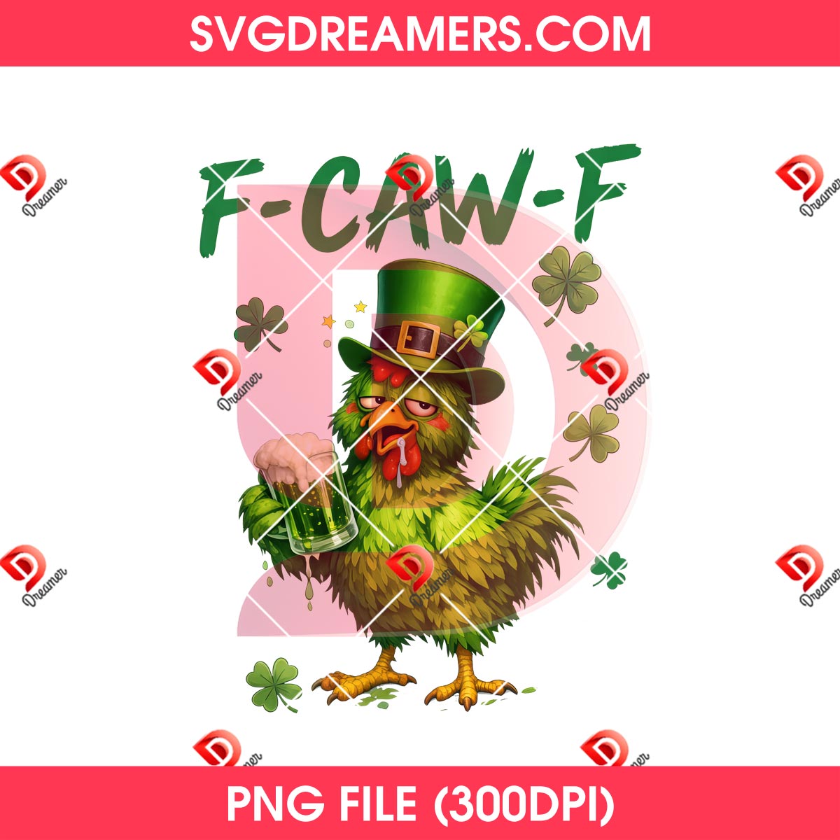 F-Caw-F Chicken St Patricks Day PNG, Funny Lucky Chicken Shamrock PNG 1 F-Caw-F Chicken St Patricks Day PNG, Funny Lucky Chicken Shamrock PNG