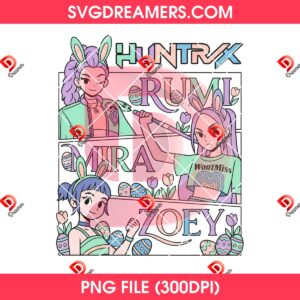 Huntrix Easter Rumi Mira Zoey PNG, Kpop Demon Hunters Easter 2026 PNG
