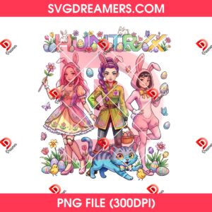 Huntrix Saja Girls Easter 2026 PNG, Happy Easter Day Kpop Demon Hunters Anime Girls PNG