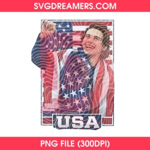 Jack Hughes USA Gold Hockey PNG, Patriotic hockey Fan PNG, American Hockey PNG