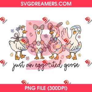 Just An Egg-cited Goose Easter PNG, Retro Silly Goose Easter PNG
