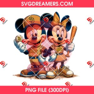 Mickey Minnie San Diego Padres MLB Baseball Sport PNG Design