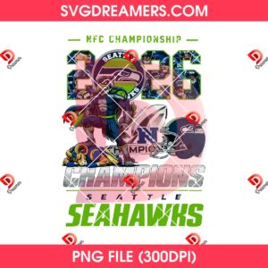 NFC Championship Seattle Seahawks 2026 PNG, Super Bowl LX 2026 Champions Seahawks PNG Design