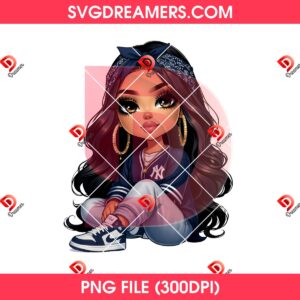 NY Yankees Chicana PNG, Cute Girl Cartoon New York Yankees Baseball PNG
