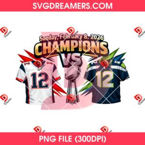 New England Vs Seattle Football 2026 PNG, Super Bowl LX 2026 Patriots VS Seahawks PNG