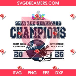 Seattle Seahawks Champions 2026 Super Bowl LX PNG Design