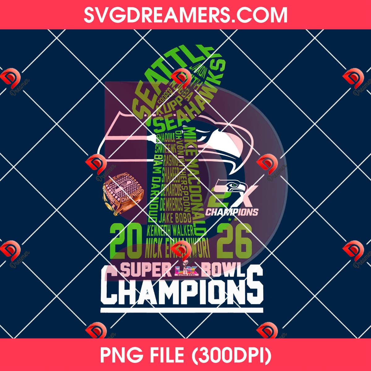 Seattle Seahawks Super Bowl LX 2026 PNG Design, NFL Football Champions 2026 Seahawks PNG Design 1 Seattle Seahawks Super Bowl LX 2026 PNG Design, NFL Football Champions 2026 Seahawks PNG Design