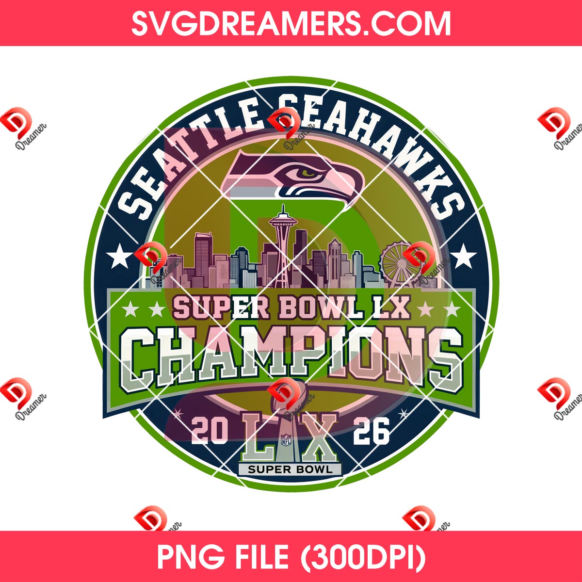 Seattle Seahawks Super Bowl LX Champions 2026 Circle Logo Design PNG 2 Seattle Seahawks Super Bowl LX Champions 2026 Circle Logo Design PNG