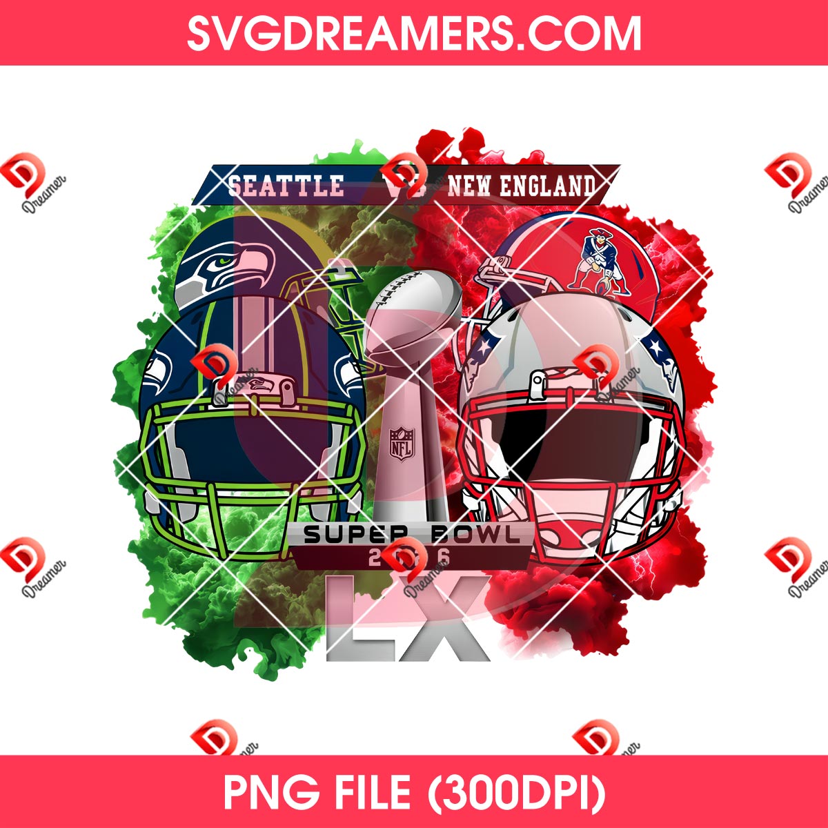 Seattle Seahawks VS Patriots Super Bowl LX 2026 Digital File PNG 2 Seattle Seahawks VS Patriots Super Bowl LX 2026 Digital File PNG