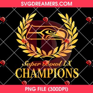 Seattle Super Bowl LX Glitter Gold PNG, Seattle Seahawks 2026 Champions Gold Design PNG