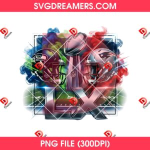 Seattle VS New England Football PNG, Super Bowl LX 2026 Patriots VS Seahawks PNG, Football Champions 2026 PNG