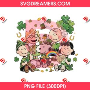 Snoopy Charlie Brown St Patricks Day PNG, Peanuts Irish Lucky Shamrock PNG, Snooy Woodstock St Paddy PNG