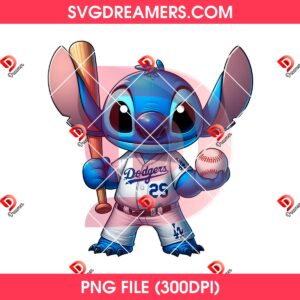 Stitch Dodgers Player PNG, LA Dodgers Baseball Disney Stitch PNG