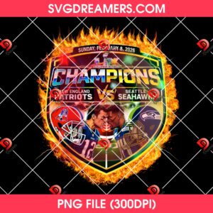 Super Bowl LX 2026 Football Champions PNG, Seattle Seahawks VS New England Patriots 2026 PNG