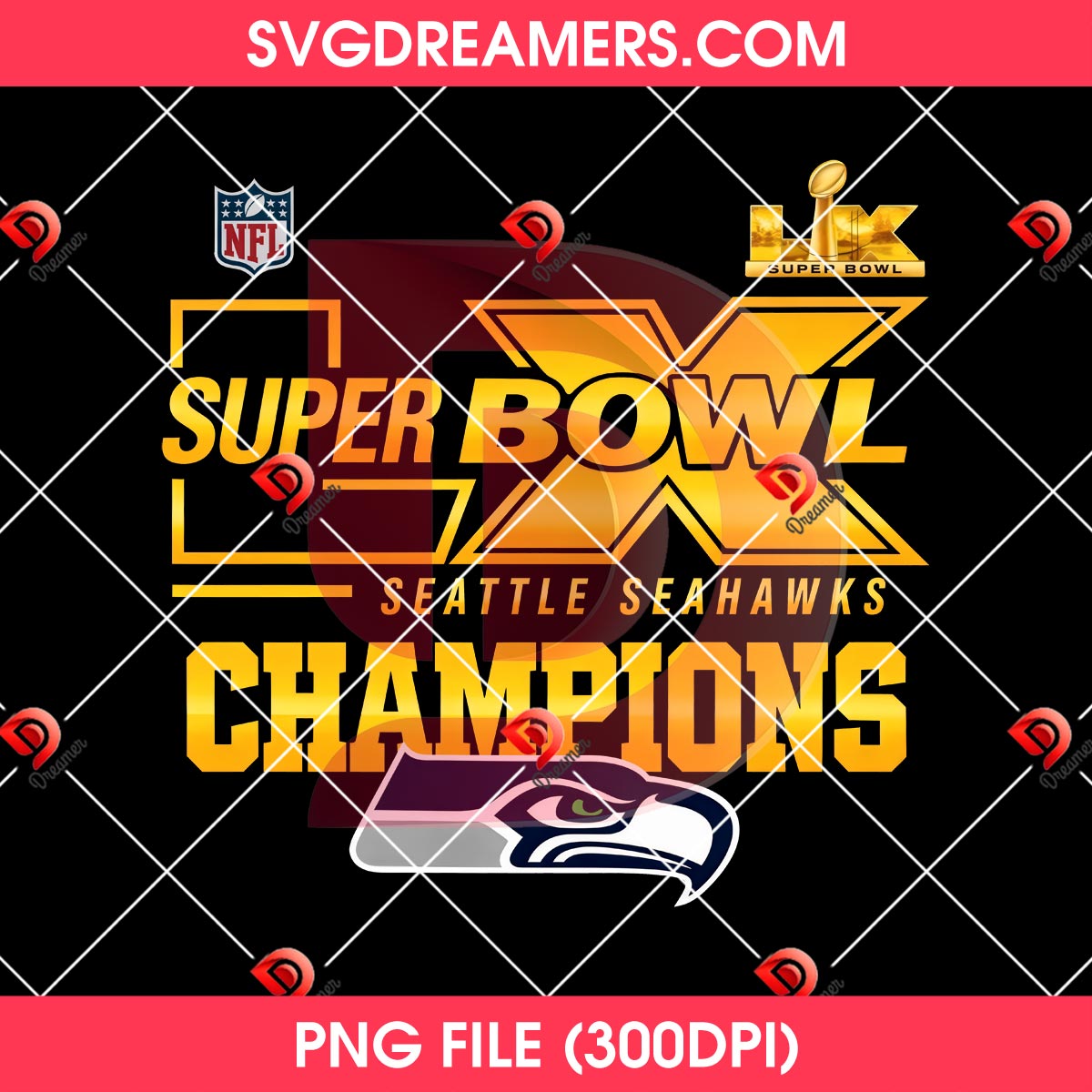 Super Bowl LX Seattle Seahawks Champions Gold Version PNG 2 Super Bowl LX Seattle Seahawks Champions Gold Version PNG