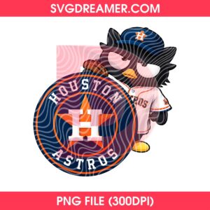 Badt-Maru With Houston Astros Logo PNG, Sanrio Cartoon Astros Baseball PNG