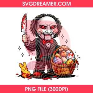 Billy The Puppet Horror Easter 2026 PNG, Easter Eggs Horror Killer Jigsaw Billy PNG