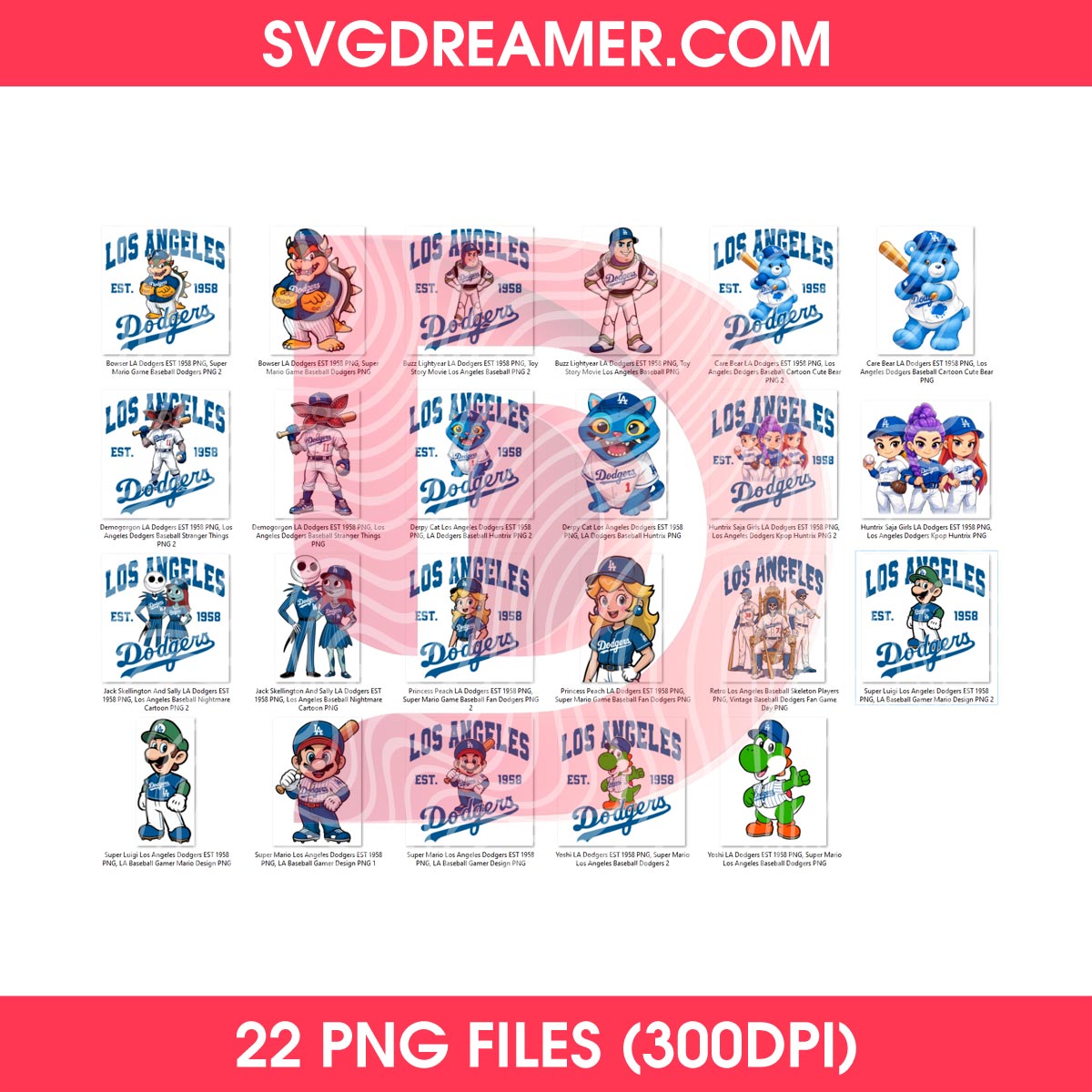 Bundle Cartoon LA Dodgers EST 1958 PNG, Los Angeles Dodgers Baseball Cartoon Fan PNG 1 Bundle Cartoon LA Dodgers EST 1958 PNG, Los Angeles Dodgers Baseball Cartoon Fan PNG