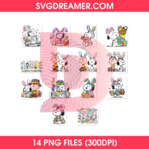 Bundle Snoopy Easter PNG, Happy Easter Day Bunny Peanuts Snoopy PNG Bundle