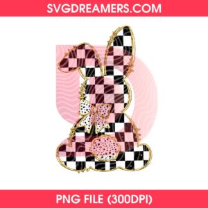 Checkered Easter Bunny PNG, Easter Bunny Trendy PNG, Retro Spring Bunny Design Happy Easter PNG