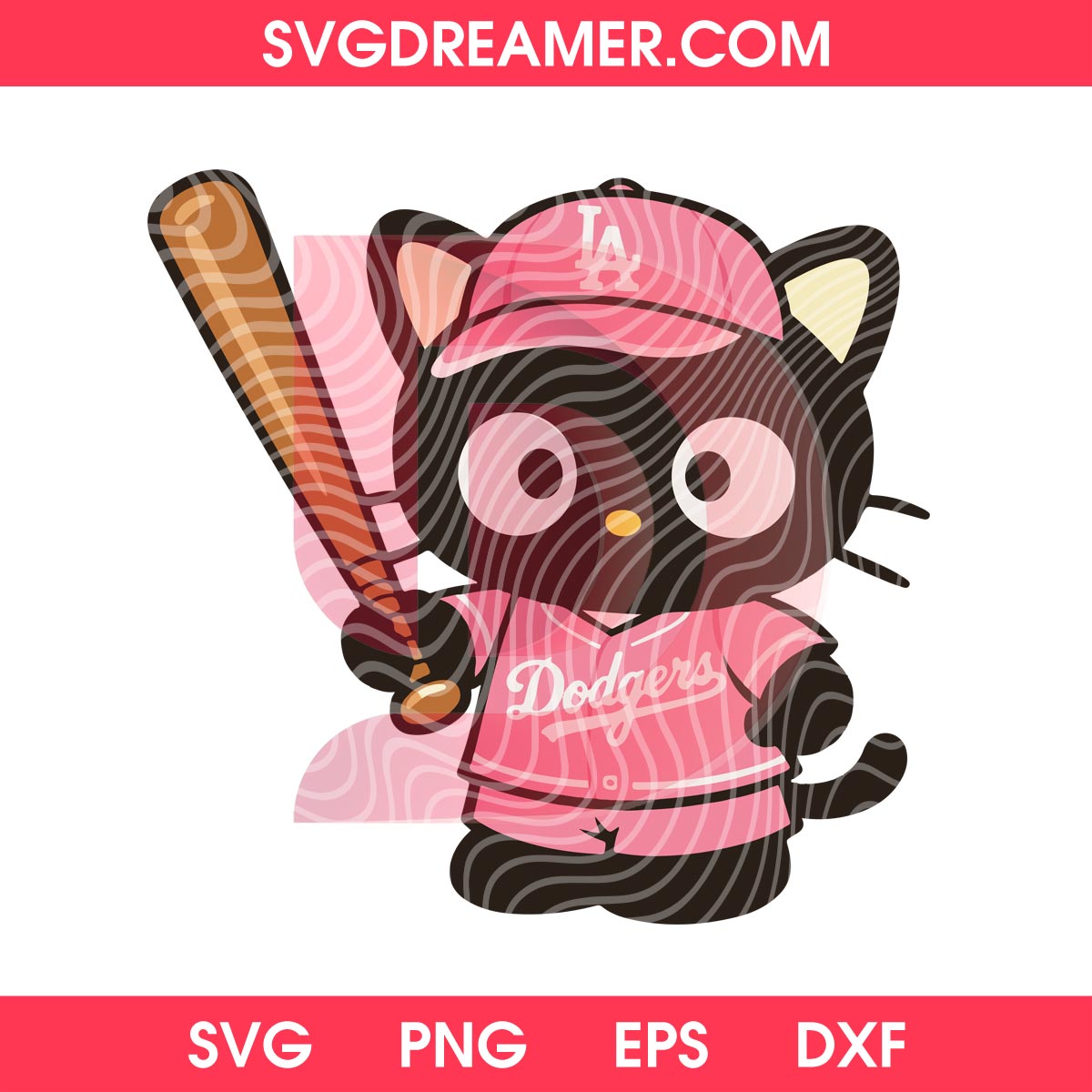 Pink Dodgers Sanrio Cartoon Characters PNG Bundle, Hello Kitty My Melody Kuromi LA Dodgers Bundle PNG 6 Chococat Pink LA Dodgers Jersey SVG PNG, Baseball Sanrio Cat Los Angeles Dodgers PNG SVG