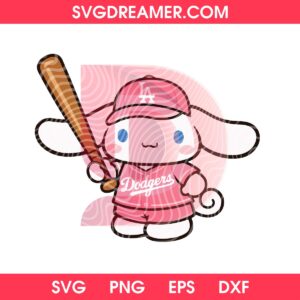 Pink Dodgers Sanrio Cartoon Characters PNG Bundle, Hello Kitty My Melody Kuromi LA Dodgers Bundle PNG 17 Cinnamoroll Pink LA Dodgers Jersey SVG PNG, Baseball Cinnamoroll Los Angeles Dodgers PNG SVG