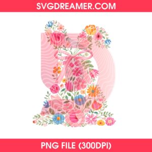 Coquette Bunny Easter Floral PNG, Bunny Happy Easter 2026 PNG