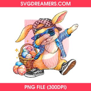 Dabbing Easter Bunny Boy PNG Design, Cool Kids Easter PNG, Retro Easter Bunny PNG