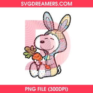 Floral Snoopy Bunny Patchwork PNG, Happy Easter Snoopy Peanuts PNG