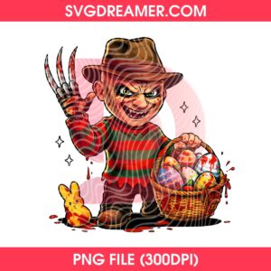 Freddy Horror Easter 2026 PNG, Easter Eggs Horror Movie Freddy Krueger PNG