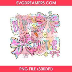Happy Easter Coquette Bow PNG Design, Easter 2026 Digital Design PNG