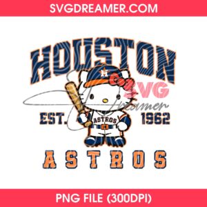 Hello Kitty Houston Astros EST 1962 PNG, Astros Baseball Sanrio Character PNG