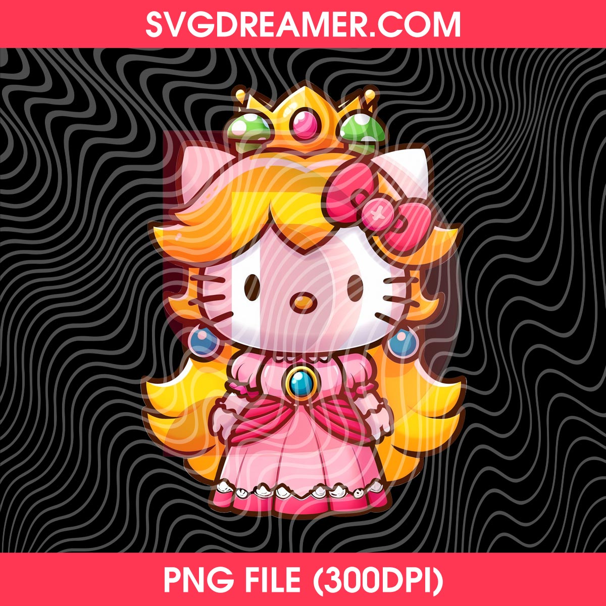 Hello Kitty Princess Peach PNG Design, Super Mario Game Hello Kitty Character PNG 1 Hello Kitty Princess Peach PNG Design, Super Mario Game Hello Kitty Character PNG