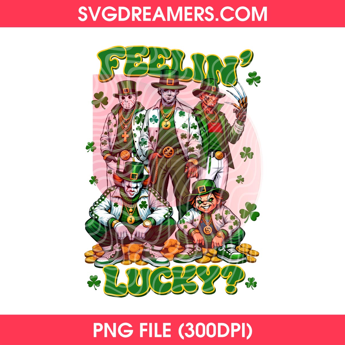 Horror Killers Feeling Lucky PNG, Horror Movie Characters St Patricks Day PNG 2 Horror Killers Feeling Lucky PNG, Horror Movie Characters St Patricks Day PNG