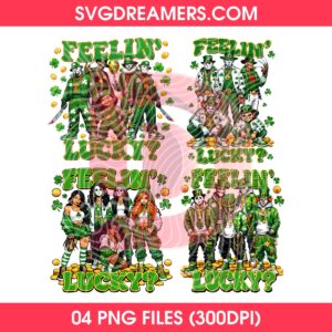Horror Killers Feeling Lucky PNG, Horror Movie Characters St Patricks Day PNG