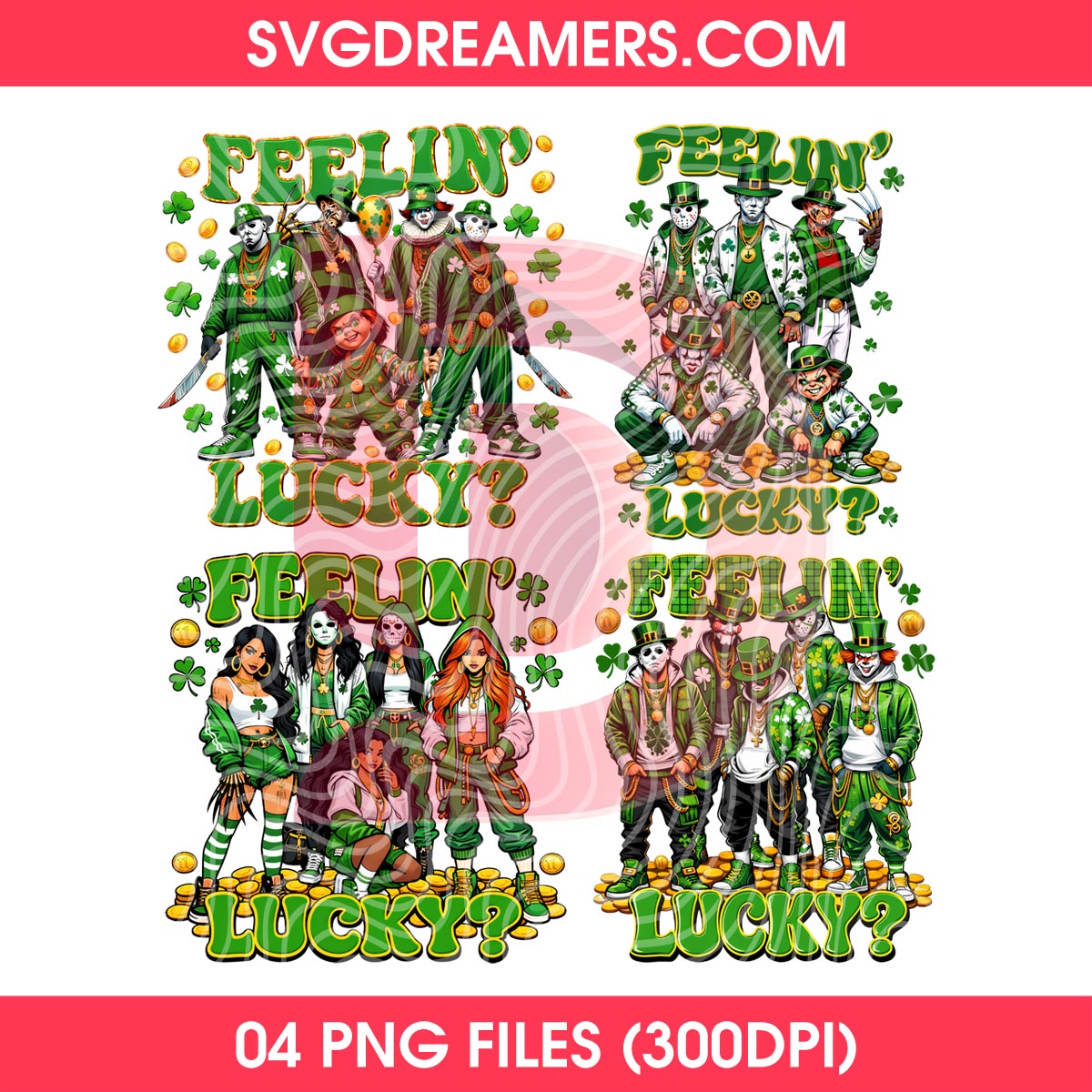 Horror Killers Feeling Lucky PNG, Horror Movie Characters St Patricks Day PNG 1 Horror Killers Feeling Lucky PNG, Horror Movie Characters St Patricks Day PNG