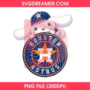 Houston Astros Logo With Cinnamoroll PNG, Sanrio Cartoon MLB Baseball Astros PNG
