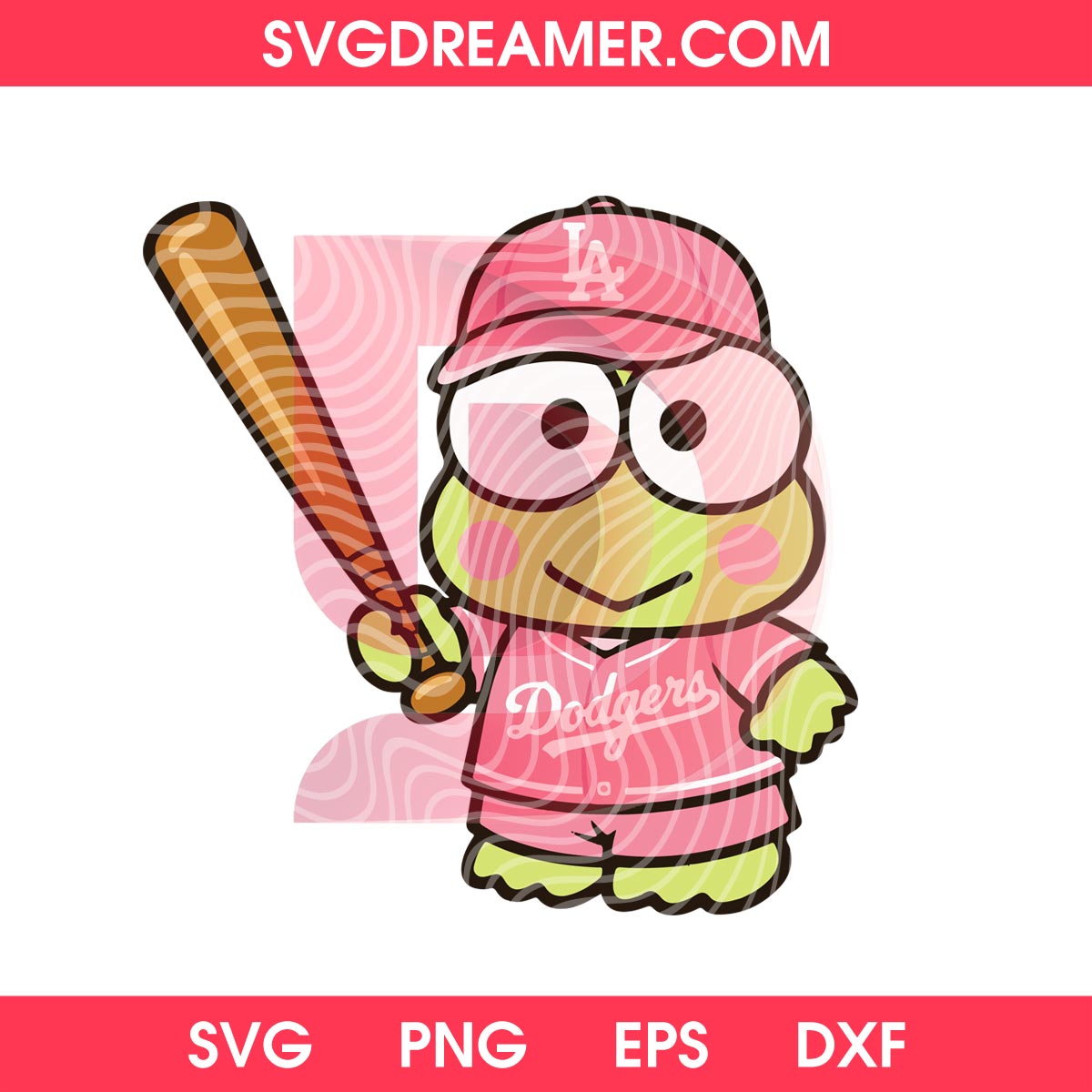 Pink Dodgers Sanrio Cartoon Characters PNG Bundle, Hello Kitty My Melody Kuromi LA Dodgers Bundle PNG 7 Kero Kero Keroppi Pink LA Dodgers Jersey SVG PNG, Baseball Sanrio Cartoon Los Angeles Dodgers PNG SVG