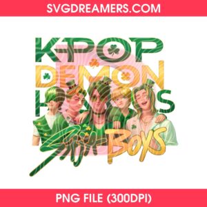 Kpop Demon Hunters Saja Boys St Patricks Day PNG, Lucky Shamrock Boys Huntrix PNG