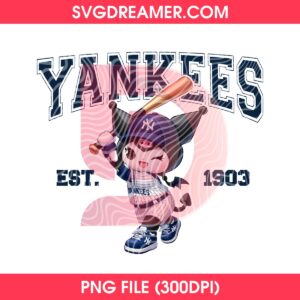 Kuromi New York Yankees Baseball PNG Design