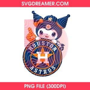 Kuromi With Houston Astros Logo PNG, Sanrio Cartoon Kuromi MLB Baseball Astros PNG