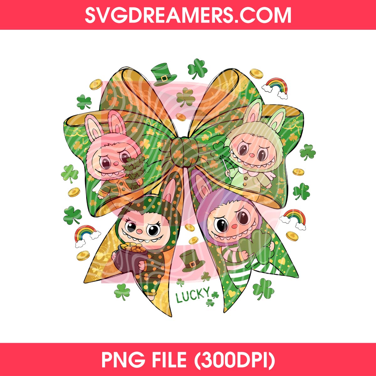 Lucky Labubu Monsters St Patricks Day PNG, Cute Labubu Patricks Coquette Bow PNG 1 Lucky Labubu Monsters St Patricks Day PNG, Cute Labubu Patricks Coquette Bow PNG
