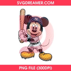 Mickey Mouse Yankees PNG Files, Disney Friends Baseball New York Yankees PNG
