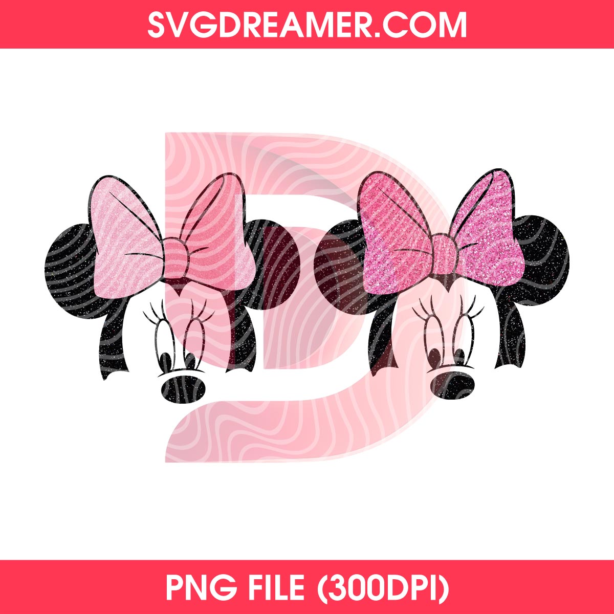 Minnie Mouse Face With Pink Glitter Bow PNG 1 Minnie Mouse Face With Pink Glitter Bow PNG 2