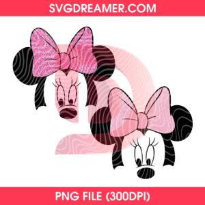 Minnie Mouse Face With Pink Glitter Bow PNG 3 Minnie Mouse Face With Pink Glitter Bow PNG