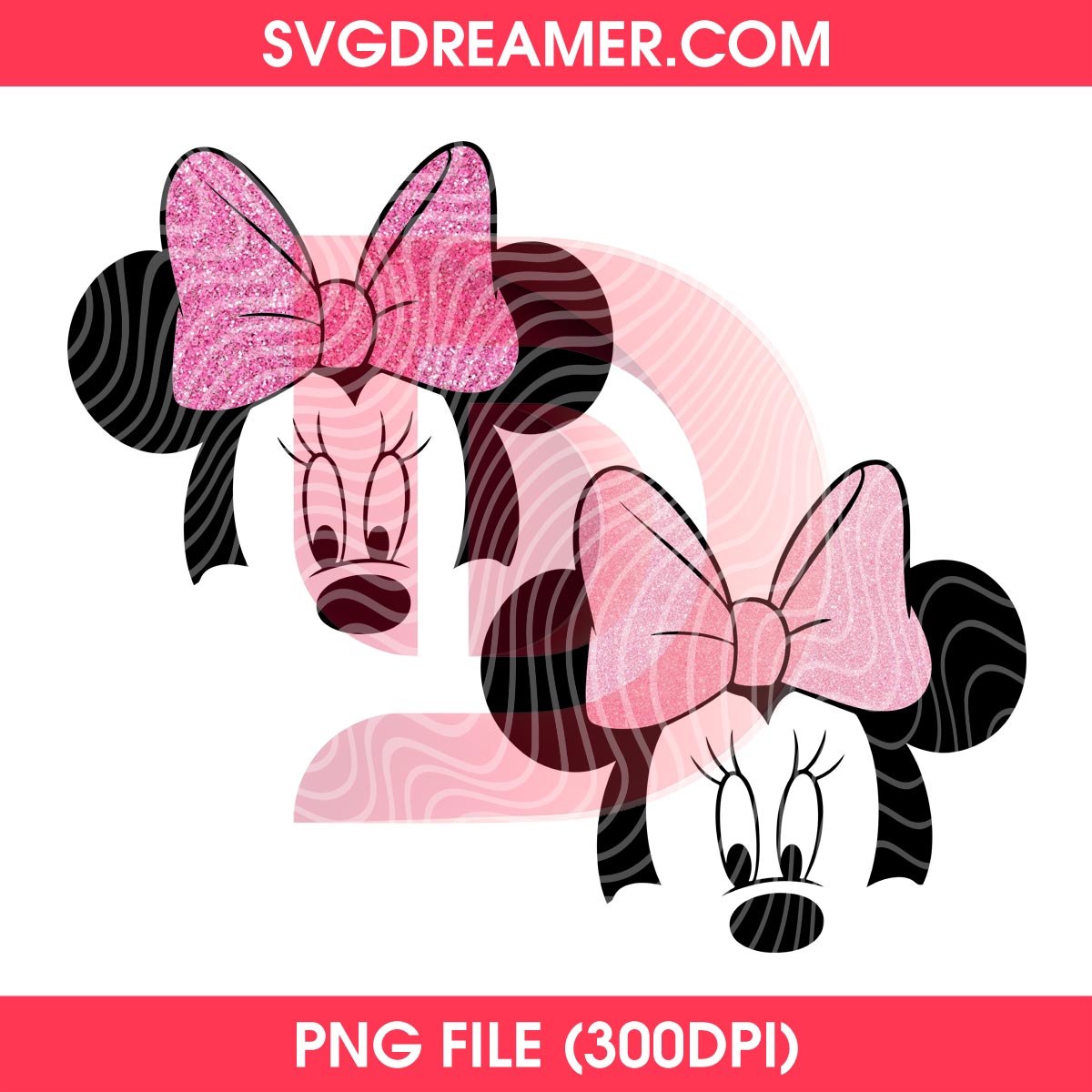 Minnie Mouse Face With Pink Glitter Bow PNG 2 Minnie Mouse Face With Pink Glitter Bow PNG