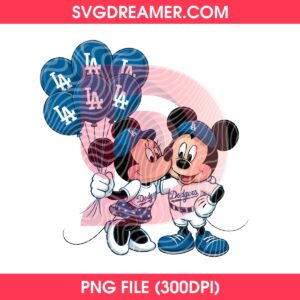 Minnie Mouse Mickey Mouse LA Dodgers PNG, Couple Disney Mouse Friends Baseball Los Angeles PNG