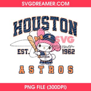 My Melody Houston Astros EST 1962 PNG, Astros Baseball Sanrio Cartoon PNG