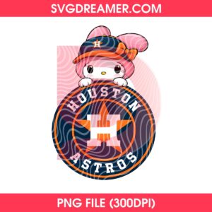 My Melody With Houston Astros Logo PNG, Sanrio Cartoon Baseball Astros PNG