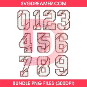 Numbers Baseball PNG Bundle